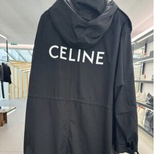 24SS CELINE Cotton Hoodie Long Parka Coat Size 48 2W20C004N.38NO Black mens